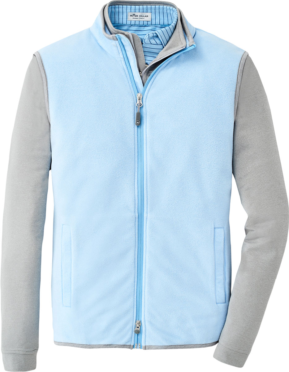 Peter Millar All Day Micro-Fleece Full-Zip Golf Vests in Cottage blue